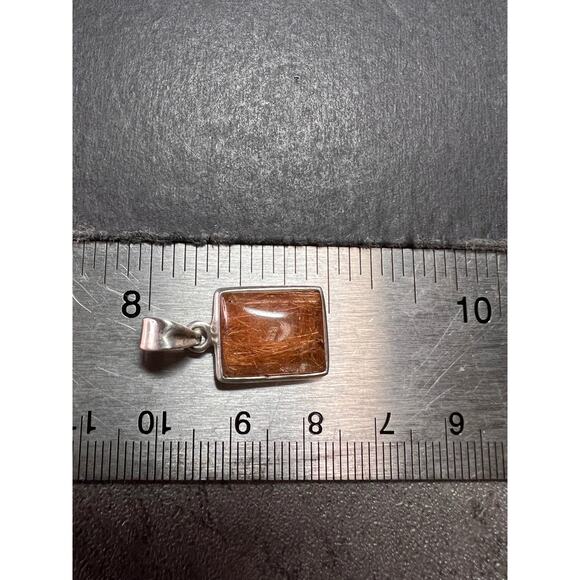 Vintage Nature Company Copper Rutilated Quartz Pendant 925 Sterling Silver - Picture 16 of 16